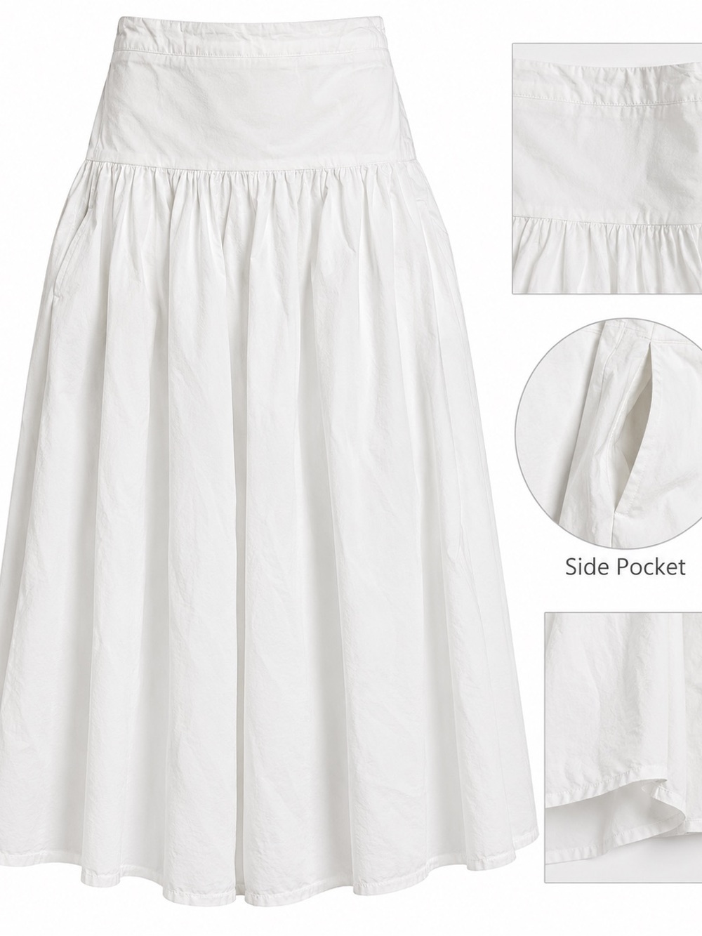 a new day White A-Line Midi Skirt with Side Pockets